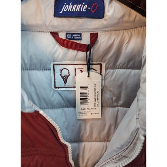 NWT NEW Johnnie-O Harwich Maroon Full Zip Puffer Vest - Mens XXL 2XL - Picture 4 of 6